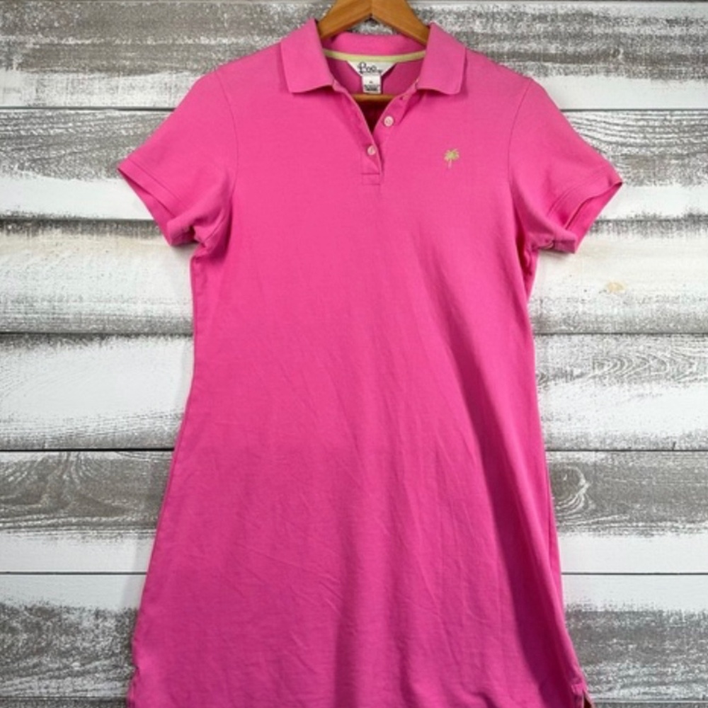Vintage Lilly Pulitzer Pima Cotton Polo Pink Basic T Shirt Dress